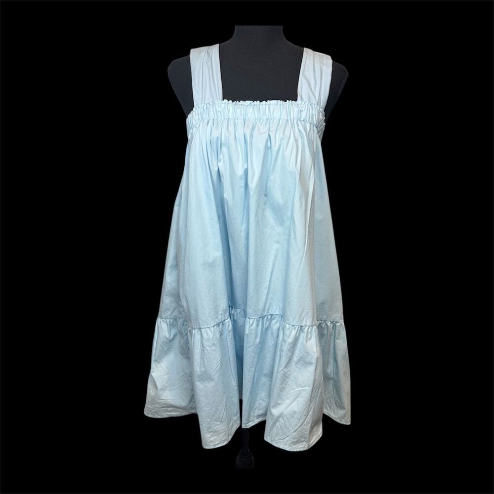 Hyfve Blue Smocked Ruffle Dress Size Medium Summer Boho Vacation
